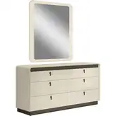 Valencia Dresser & Mirror with LED Set in Beige Lacquer & Taupe Finish